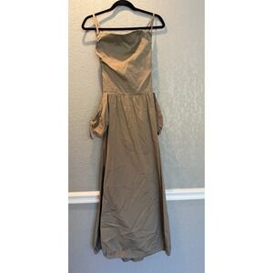 TheOpen Product Khaki Cotton Blend Lace Up Back Maxi Cargo Dress Sz 2
